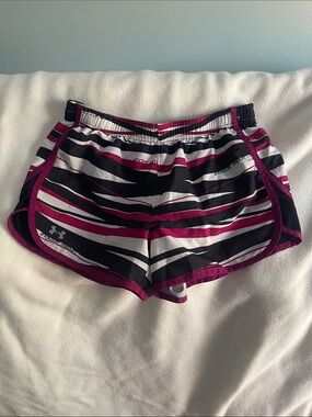 Under Armour Women’s Black, White & Pink Striped Athletic Shorts